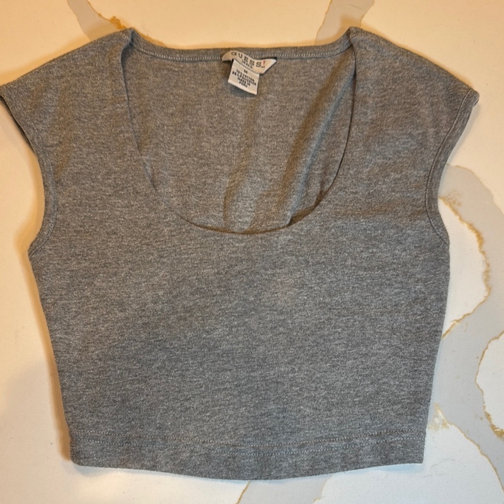 GUESS Heather Gray Women's Cropped Tank Top